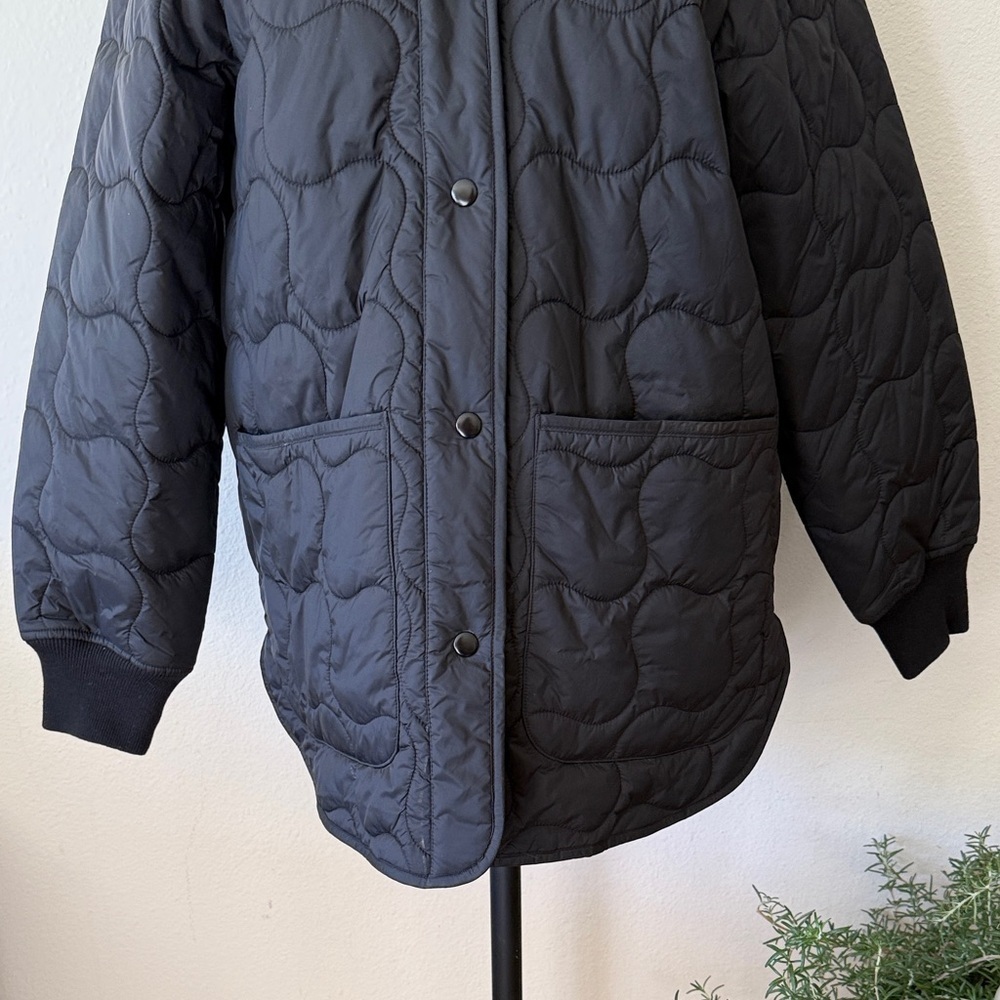 Madewell sz S Black Quilted Oversized Bomber Jacket Women’s like new condition - Picture 5 of 16